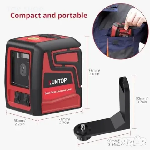 Нов Самонивелиращ се лазерен нивелир 100 фута с Type-C зареждане, зелен, снимка 6 - Гедорета - 49589207