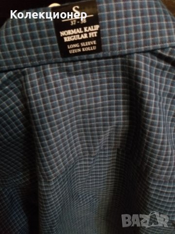 Нова официална риза с тъмносин каре – размер S, снимка 2 - Ризи - 39988055
