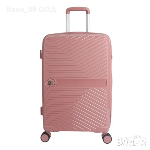 Луксозен куфар в розов цвят, с колелца, снимка 2 - Куфари - 43788064