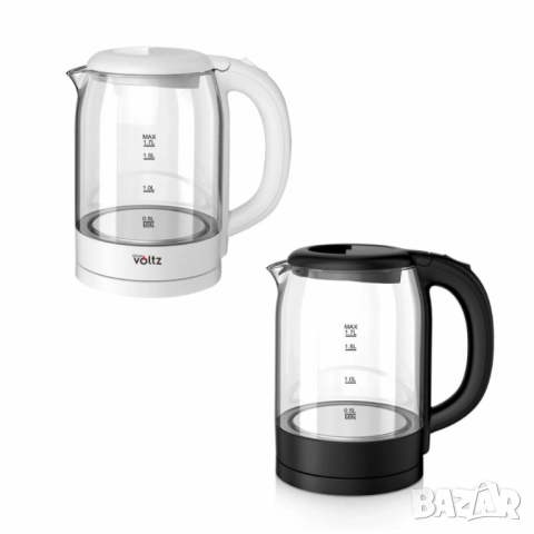 Електрическа кана Voltz, 2200W, 1.7л., Стъкло, снимка 3 - Друга електроника - 52059494
