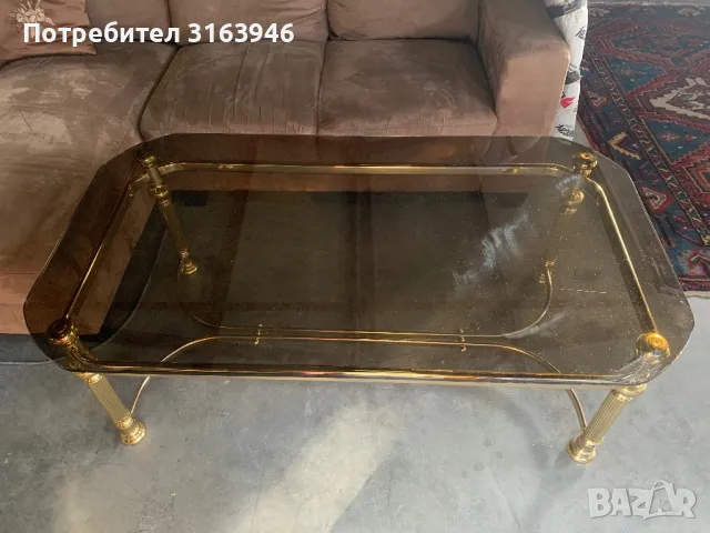 Холна маса тъмно стъкло и златна рамка , снимка 7 - Маси - 47849280