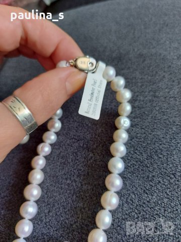 Комплет от колие тип чокър и обеци от естествена перла / сребърна закопчалка 925 , снимка 5 - Бижутерийни комплекти - 33168768