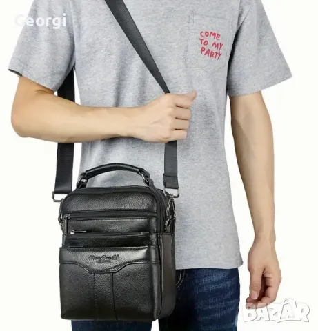 Ежедневно/Елегантна, Лятна Мъжка чанта /Черна Луксозна естествена кожа!, снимка 12 - Чанти - 49306517