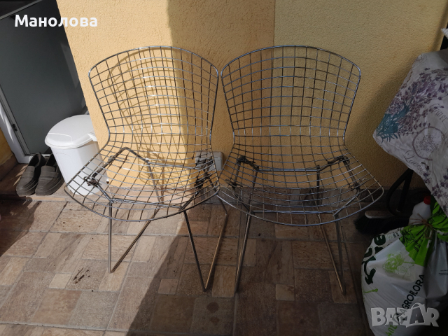 Дизайнерски градински/трапезни столове Хари Бертоя, снимка 3 - Столове - 44932660