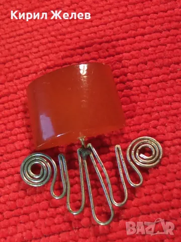 КЕХЛИБАРЕНО РЕТРО СТАРИННО МЕЛХИОРЕНО БИЖУ УКРАШЕНИЕ НАТУРАЛЕН БАЛТИЙСКИ КЕХЛИБАР РУСИЯ 19375, снимка 8 - Антикварни и старинни предмети - 32318112