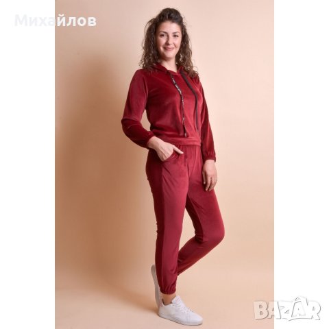 2 вида Анцуг/спортен екип кадифе плюш в червено, снимка 2 - Спортни дрехи, екипи - 43788927