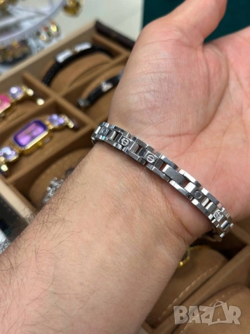висококачествени мъжки гривни от неръждаема стомана rolex versace cartier , снимка 2 - Гривни - 51768540