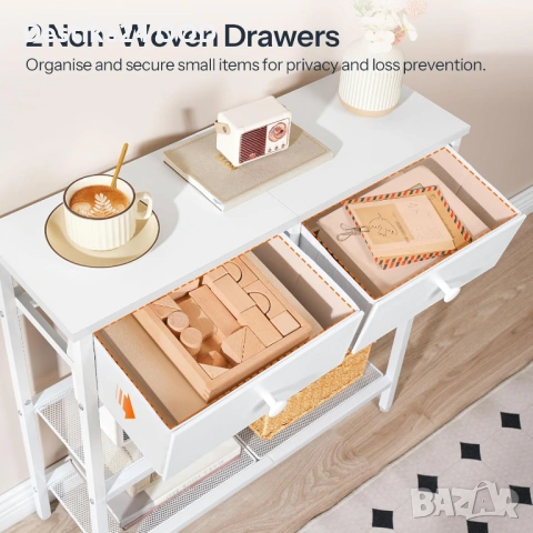 Модерно бяло шкафче за съхранение с чекмеджета и рафтове, снимка 6 - Шкафове - 53417734