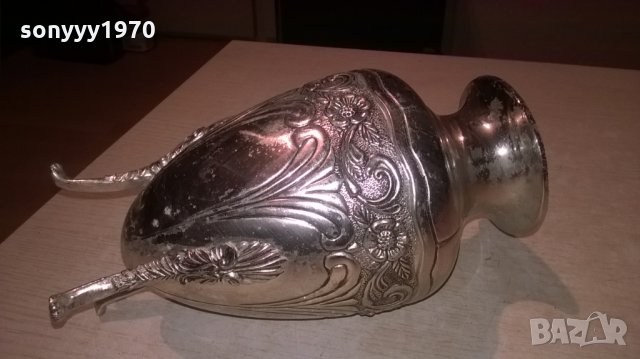 ваза/кана-внос франция-24х13см-метална с релеф, снимка 7 - Колекции - 26762336