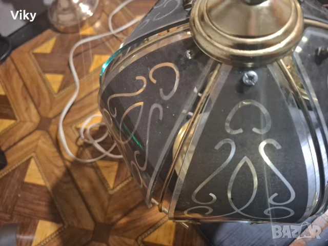 Порцеланови руски съветски нощни лампи вълшебни три позиционни витраж, снимка 4 - Настолни лампи - 51091322