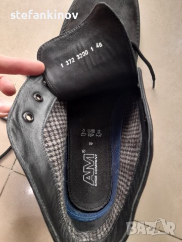Мъжки обувки естествена кожа 46ти номер черни, снимка 4 - Спортно елегантни обувки - 39572391