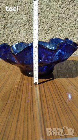 Красива стъклена фруктиера в син цвят, снимка 5 - Други - 38210843