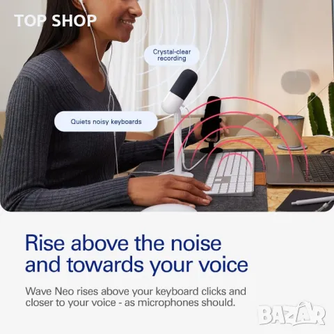 Elgato Wave Neo – USB кондензаторен микрофон, за игри, стрийминг,срещи, снимка 5 - Микрофони - 49629287