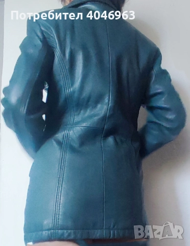 Естествена кожа дамско яке -син цвят , снимка 4 - Якета - 45004149