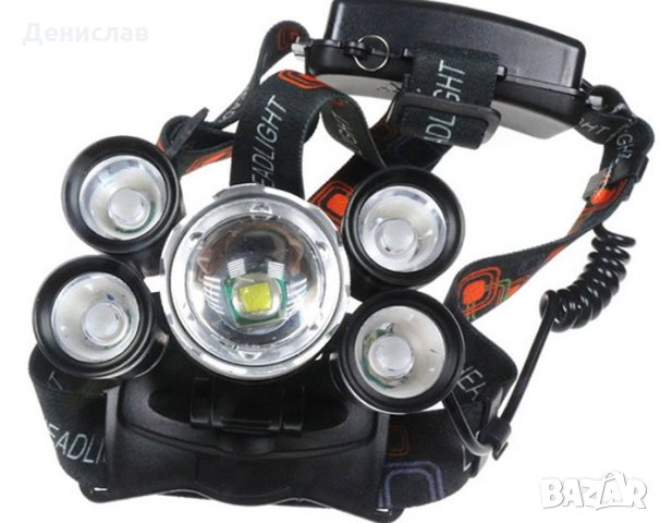 Супер мощен LED челник с акумулаторни батерии и 5 LED диода , снимка 2 - Къмпинг осветление - 26773933