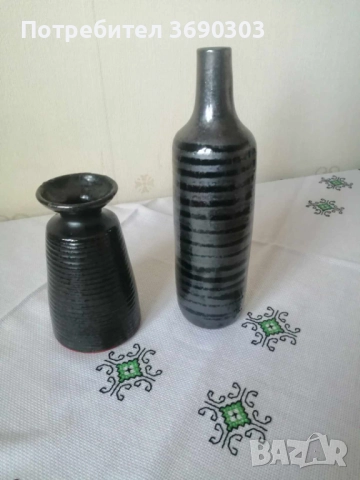 Изделия от керамика - комплект ваза и свещник, голяма чиния, снимка 4 - Други - 51674015