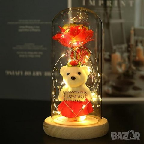 Изкуствена роза със златно покритие