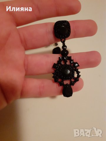 Елегантни черни обеци, снимка 8 - Обеци - 39686304