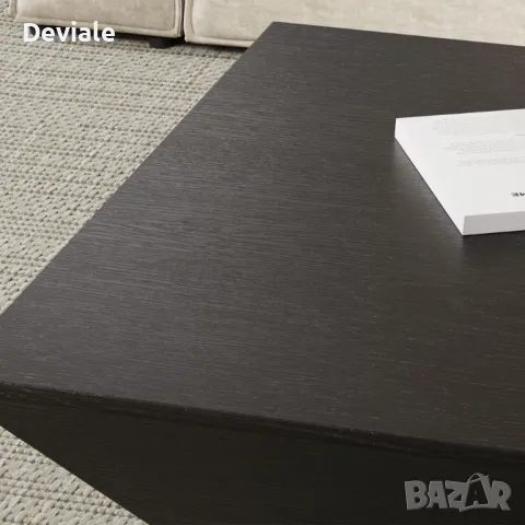 Модерна Минималистична дървена трапецовидна холна масичка за кафе с място за съхранение, дъбов фурни, снимка 6 - Маси - 48397525