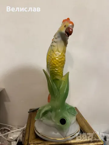 Папагал порцелан лампа Калейца, снимка 4 - Антикварни и старинни предмети - 48721987