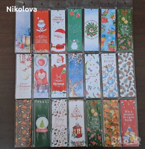 Цветен коледен книгоразделител – празничен подарък от MDF, снимка 2 - Декорация за дома - 52276140