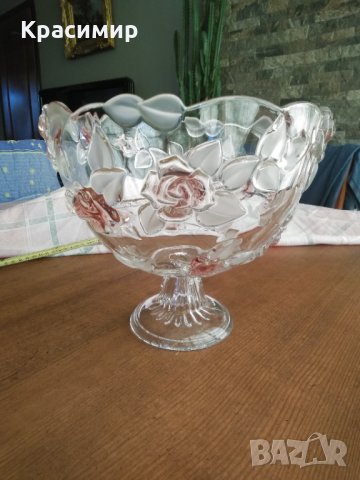 Винтидж WALTHER GLASS - фруктиера - Модел на роза Кармен - Ретро немски, снимка 4 - Други - 35541687