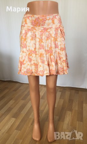 40 М / 42 Л? Kookai Дамска Лятна Пола Плаж Море на Цветя Оранжева Бежова Розова, снимка 10 - Поли - 28664466