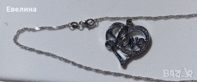 Дамски комплект синджирче LOVE, висулка и обеци, щампа 925, нов , снимка 7 - Бижутерийни комплекти - 36939253