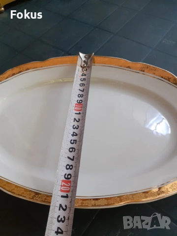 Български порцелан Китка Нови Пазар плато позлата, снимка 7 - Антикварни и старинни предмети - 53294949
