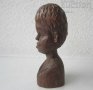 Момче глава Дърворезба малка пластика статуетка бюст фигура, снимка 2