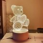 Декоративна 3D LED нощна лампа Мече, снимка 2