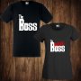 Тениски за двойки с щампи, мъжка тениска + дамска тениска  THE  BOSS / THE REAL BOSS, снимка 1 - Тениски - 26330353