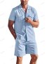 Мъжки летен комплект от ленена риза и къси панталони, 5цвята - 023, снимка 4