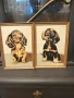 Лот картини ръсувани върху дърво с дървена рамка , снимка 1
