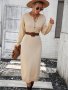 Модна дамска плетена рокля с копчета с темперамент, 3цвята - 023, снимка 11
