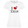 Дамска тениска Коледа I Love XMAS