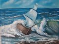 Маслена картина Морска буря , снимка 1 - Картини - 26299868