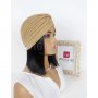 Тюрбан за коса едноцветен бежов, снимка 5