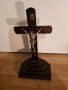 Голям старинен православен настолен кръст, настолно разпятие Исус Христос 44х 24 см , снимка 1 - Антикварни и старинни предмети - 43901215