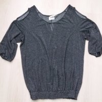 НАМАЛЕНИЕ  -20% Блуза в сребрист графит с отворени рамене - размер 2ХЛ/3ХЛ/4ХЛ, снимка 1 - Блузи с дълъг ръкав и пуловери - 26609498