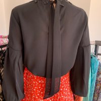 Черна блуза риза Zara , снимка 7 - Блузи с дълъг ръкав и пуловери - 40818802