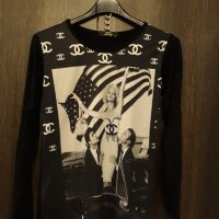 Тениска с дълъг ръкав памук с еластан, с Мерлин Монро в  USA вариант , изчистен гръб в черно., снимка 11 - Тениски - 37446674
