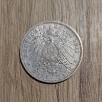 Сребърна монета 3 марки 1911 Баден Германия, снимка 2 - Нумизматика и бонистика - 43951151