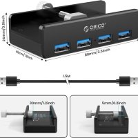 Orico хъб USB 3.0 HUB Clip Type 4 port + power input MH4PU-P-SV-BP, снимка 13 - Други - 43062143