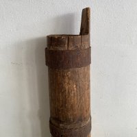 Стара, дървена бучка с метален обков, снимка 9 - Антикварни и старинни предмети - 43924626