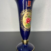 Немска кобалтова ваза №4826 , снимка 2 - Антикварни и старинни предмети - 43169565