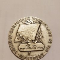 Стар сребърен медал Huguenin Швейцария , снимка 1 - Други ценни предмети - 27131474