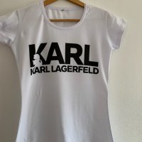 Karal Lagerfeld бяла дамска тениска , снимка 1 - Тениски - 32585543