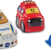 VTech Комплект с полицейска кола, хеликоптер и кола за бягство със светлини и звуци за малки деца, снимка 2 - Коли, камиони, мотори, писти - 43959947