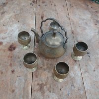 Старинен бронзов  сервиз за ракия, снимка 1 - Антикварни и старинни предмети - 33195082